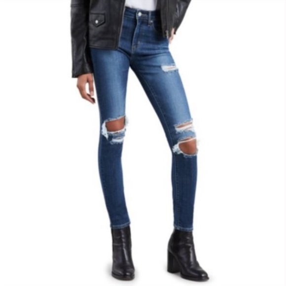 Levi's 721 Hi-Rise Skinny Distressed Jean-32 - Picture 2 of 8